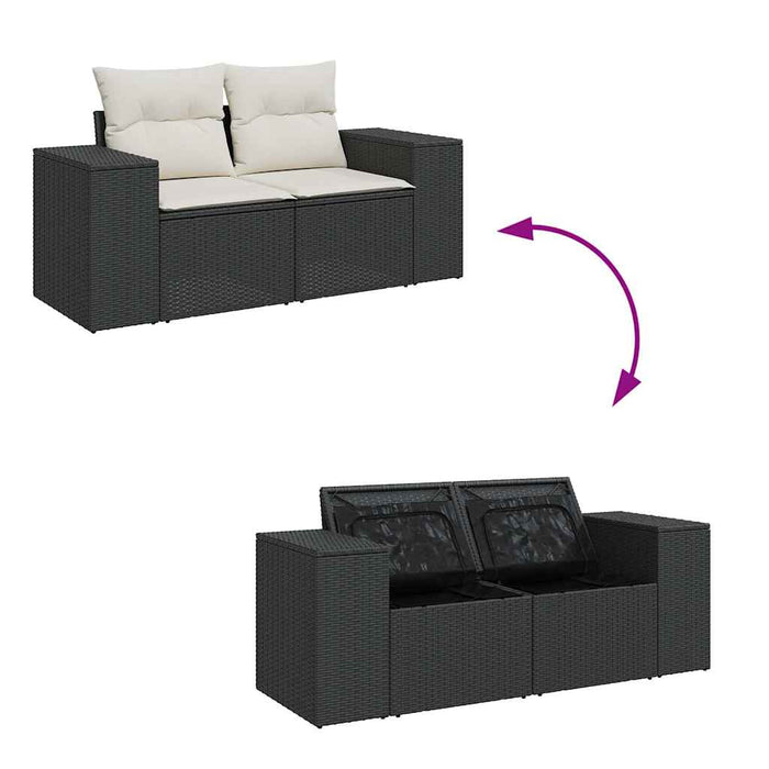 Set mobilier de grădină cu perne, 6 piese, negru, poliratan - WALTI WALTI