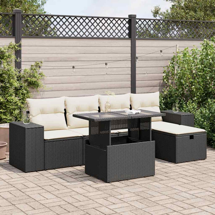 Set mobilier de grădină cu perne, 6 piese, negru, poliratan - WALTI WALTI