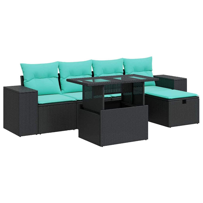 Set mobilier grădină cu perne 6 piese gri poliratan/lemn acacia - WALTI WALTI