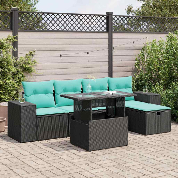 Set mobilier grădină cu perne 6 piese gri poliratan/lemn acacia - WALTI WALTI