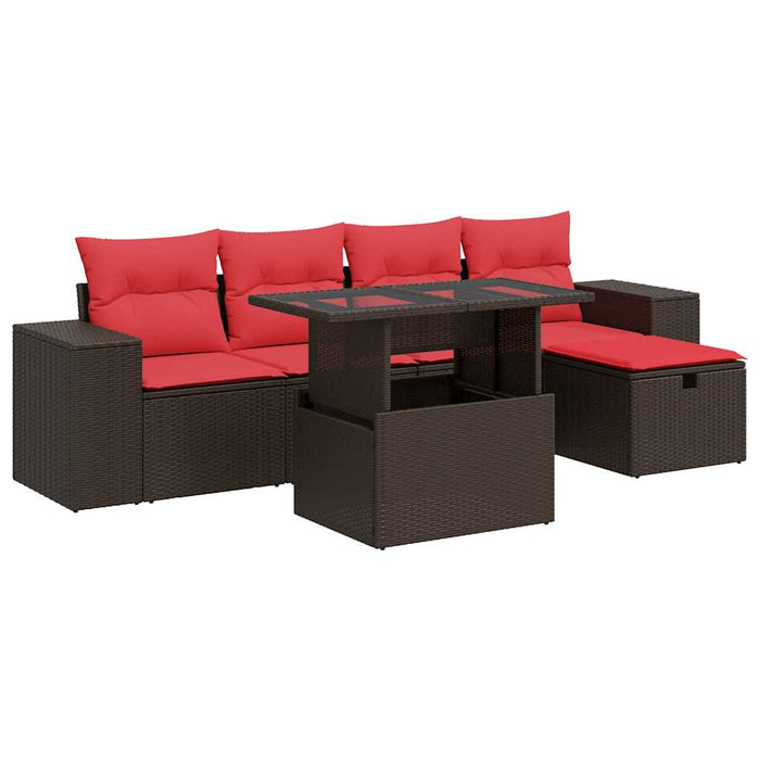 Set mobilier grădină perne 6 piese maro poliratan WALTI