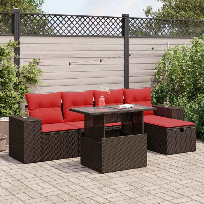 Set mobilier grădină perne 6 piese maro poliratan WALTI