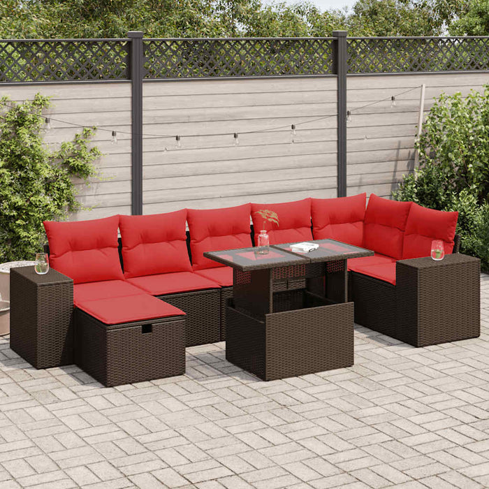 Set mobilier grădină perne 8 piese negru, poliratan/lemn acacia WALTI