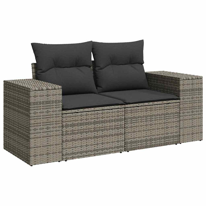 Set canapele de grădină, 9 piese, cu perne, gri, poliratan WALTI