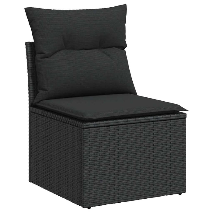 Set mobilier grădină perne 6 piese negru poliratan/lemn acacia - WALTI WALTI