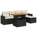 Set mobilier grădină perne 6 piese negru poliratan/lemn acacia - WALTI WALTI