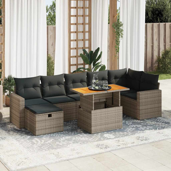 Set canapea de grădină cu perne, 5 piese, poliratan/lemn acacia - WALTI WALTI