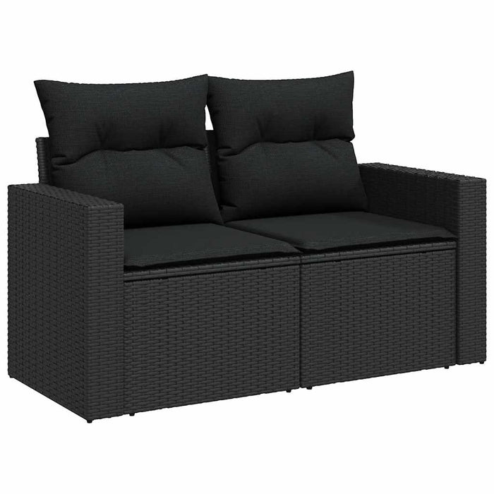 Set mobilier grădină perne 9 piese negru poliratan/lemn acacia - WALTI WALTI