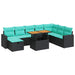 Set mobilier grădină perne 9 piese negru poliratan/lemn acacia - WALTI WALTI