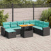 Set mobilier grădină perne 9 piese negru poliratan/lemn acacia - WALTI WALTI