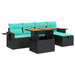 Set mobilier grădină perne 6 piese negru poliratan/lemn acacia - WALTI WALTI