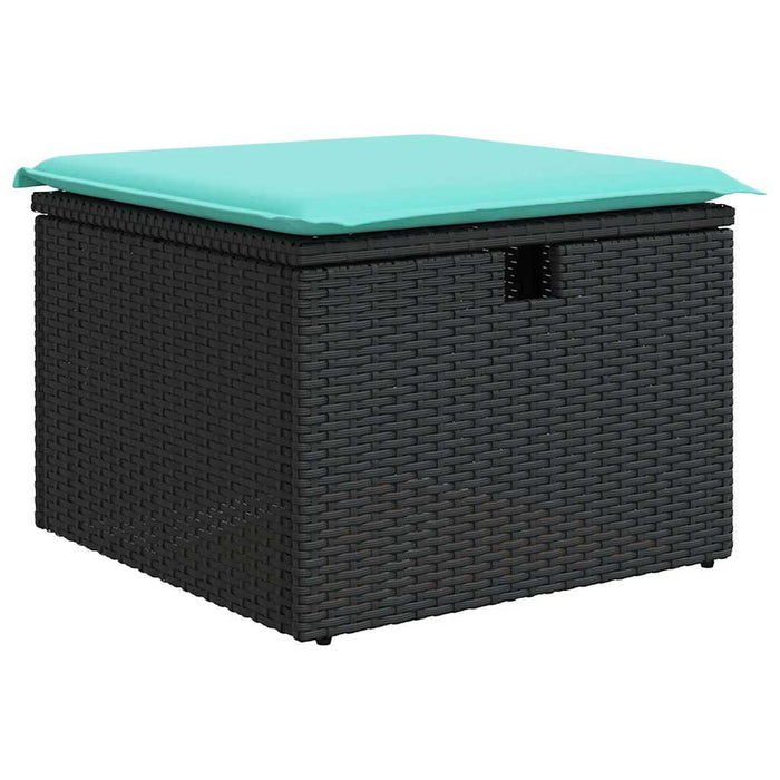 Set mobilier grădină perne 6 piese negru poliratan/lemn acacia - WALTI WALTI