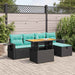 Set mobilier grădină perne 6 piese negru poliratan/lemn acacia - WALTI WALTI