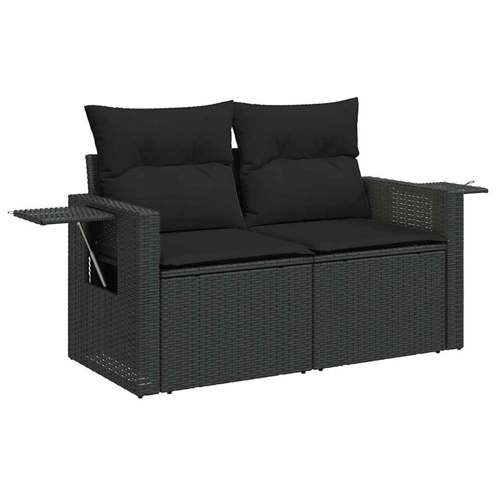 Set mobilier grădină perne 8 piese negru, poliratan/lemn acacia - WALTI WALTI