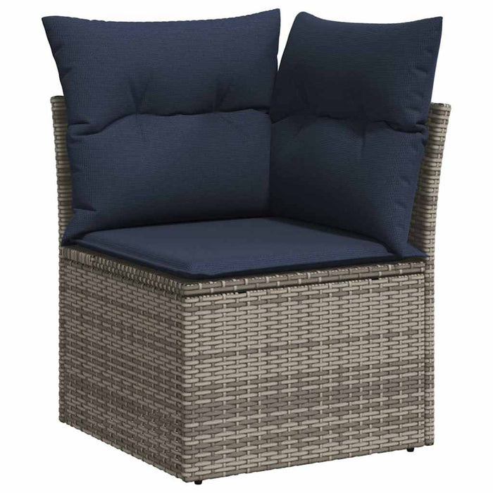 Set canapele grădină perne 7 piese negru, poliratan/lemn acacia - WALTI WALTI