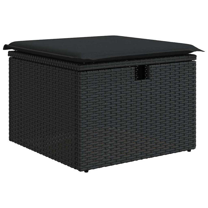 Set mobilier grădină perne 9 piese negru poliratan/lemn acacia - WALTI WALTI