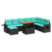Set mobilier grădină perne 9 piese negru poliratan/lemn acacia - WALTI WALTI