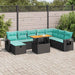 Set mobilier grădină perne 9 piese negru poliratan/lemn acacia - WALTI WALTI
