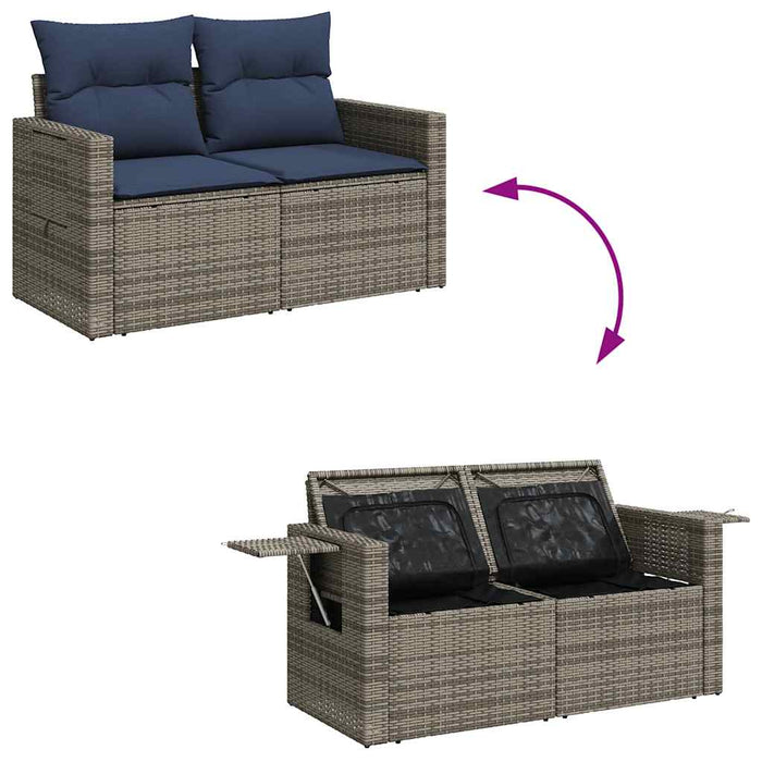 Set canapele grădină cu perne 9 piese gri poliratan/lemn acacia - WALTI WALTI