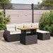 Set mobilier grădină perne 6 piese negru poliratan/lemn acacia - WALTI WALTI