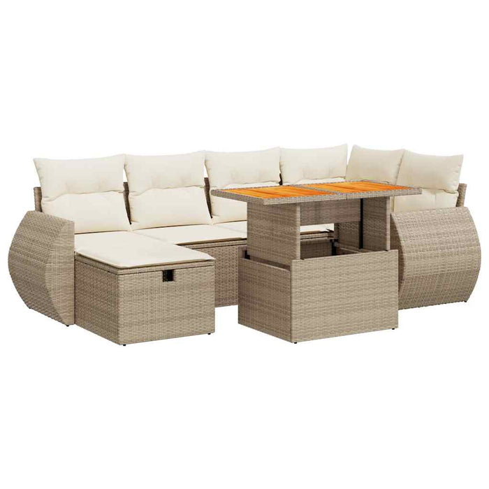 Set canapele grădină cu perne 8 piese bej poliratan/lemn acacia - WALTI WALTI