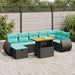 Set mobilier grădină perne 8 piese negru, poliratan/lemn acacia - WALTI WALTI