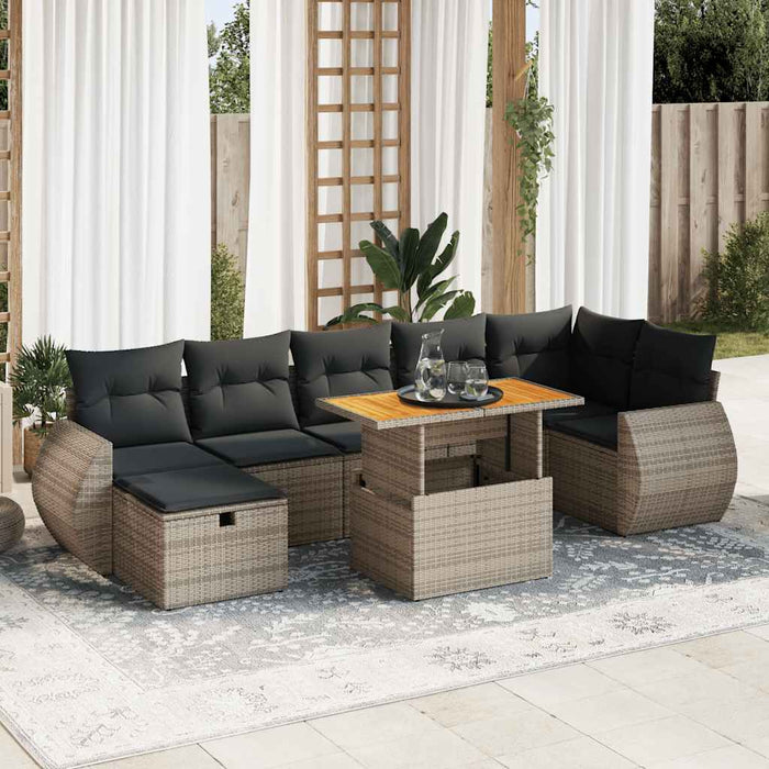 Set canapea de grădină cu perne, 5 piese, poliratan/lemn acacia - WALTI WALTI