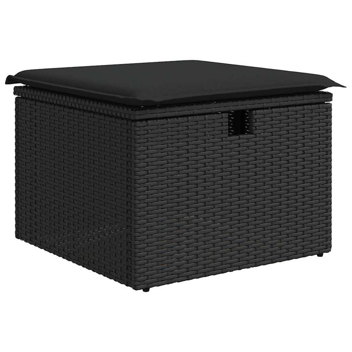 Set mobilier grădină perne 6 piese negru poliratan/lemn acacia - WALTI WALTI