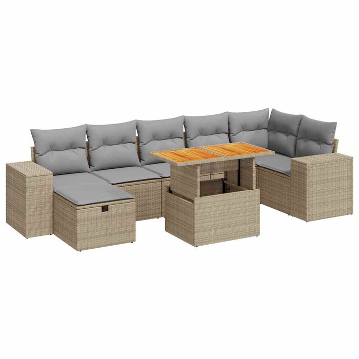 Set canapele de grădină cu perne 5 piese bej poliratan/acacia - WALTI WALTI