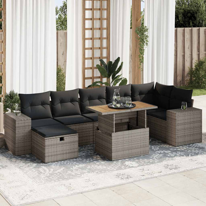 Set canapea de grădină cu perne, 5 piese, poliratan/lemn acacia - WALTI WALTI