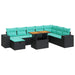 Set mobilier grădină perne 9 piese negru poliratan/lemn acacia - WALTI WALTI