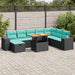 Set mobilier grădină perne 9 piese negru poliratan/lemn acacia - WALTI WALTI