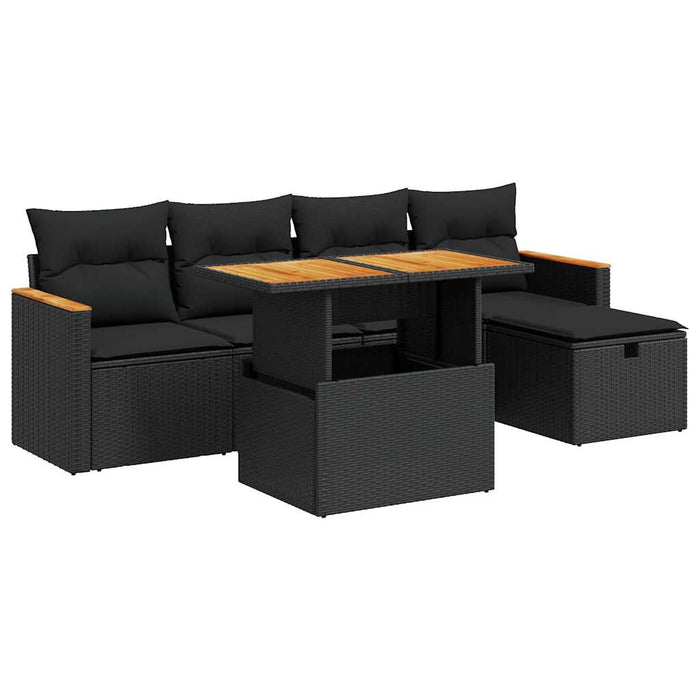 Set mobilier de grădină cu perne, 6 piese, negru, poliratan - WALTI WALTI