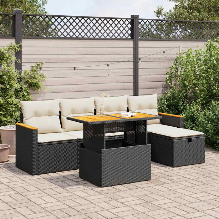 Set mobilier de grădină cu perne, 6 piese, negru, poliratan - WALTI WALTI