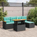 Set mobilier grădină perne 6 piese negru poliratan/lemn acacia - WALTI WALTI