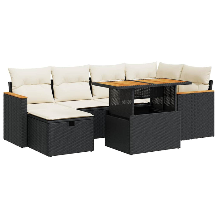 Set mobilier de grădină cu perne, 8 piese, negru, poliratan - WALTI WALTI