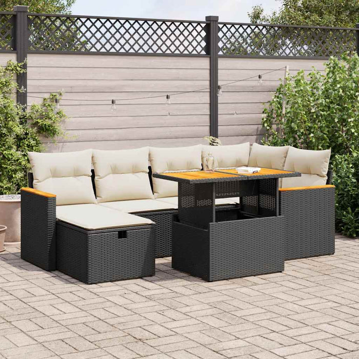 Set mobilier de grădină cu perne, 8 piese, negru, poliratan - WALTI WALTI