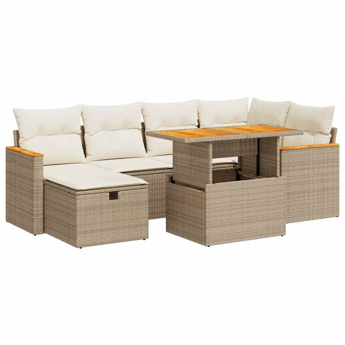 Set canapele de grădină, 8 piese, cu perne, bej, poliratan WALTI