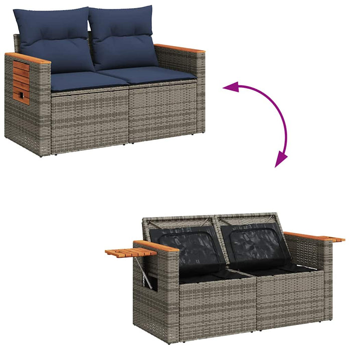 Set mobilier grădină cu perne 6 piese gri poliratan/lemn acacia - WALTI WALTI