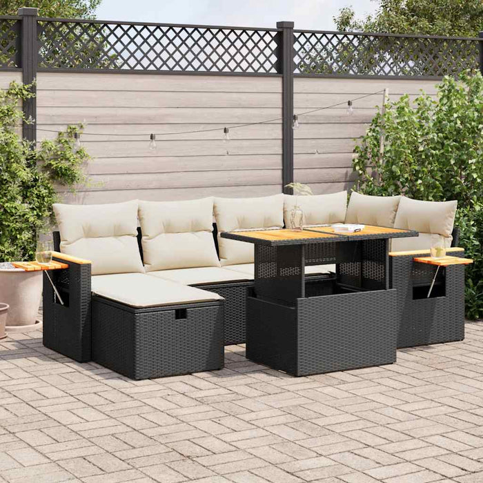 Set mobilier de grădină cu perne, 8 piese, negru, poliratan - WALTI WALTI