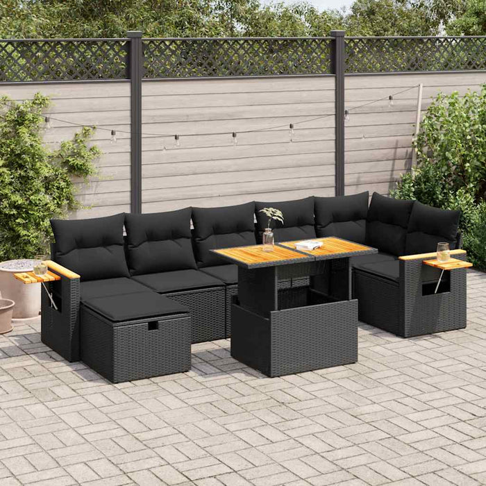 Set mobilier de grădină cu perne, 5 piese, negru, poliratan - WALTI WALTI
