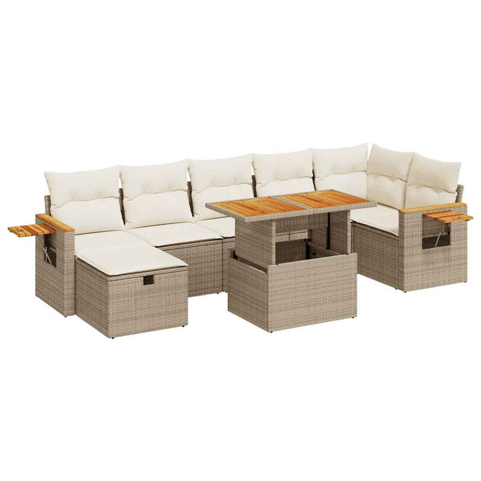 Set canapele de grădină cu perne, 5 piese, bej, poliratan WALTI