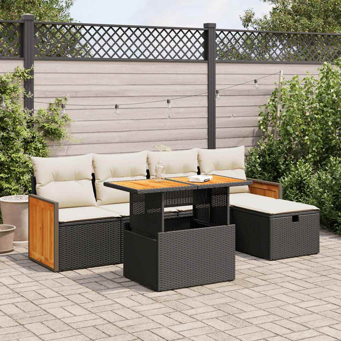 Set mobilier de grădină cu perne, 6 piese, negru, poliratan - WALTI WALTI