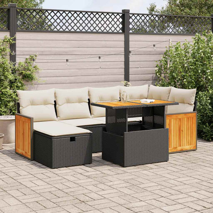 Set mobilier de grădină cu perne, 8 piese, negru, poliratan - WALTI WALTI