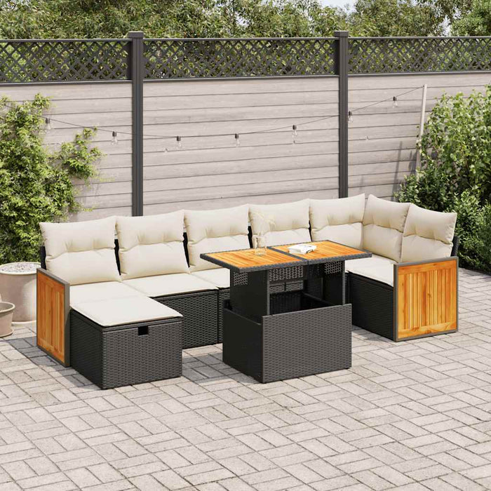 Set mobilier de grădină cu perne, 5 piese, negru, poliratan - WALTI WALTI