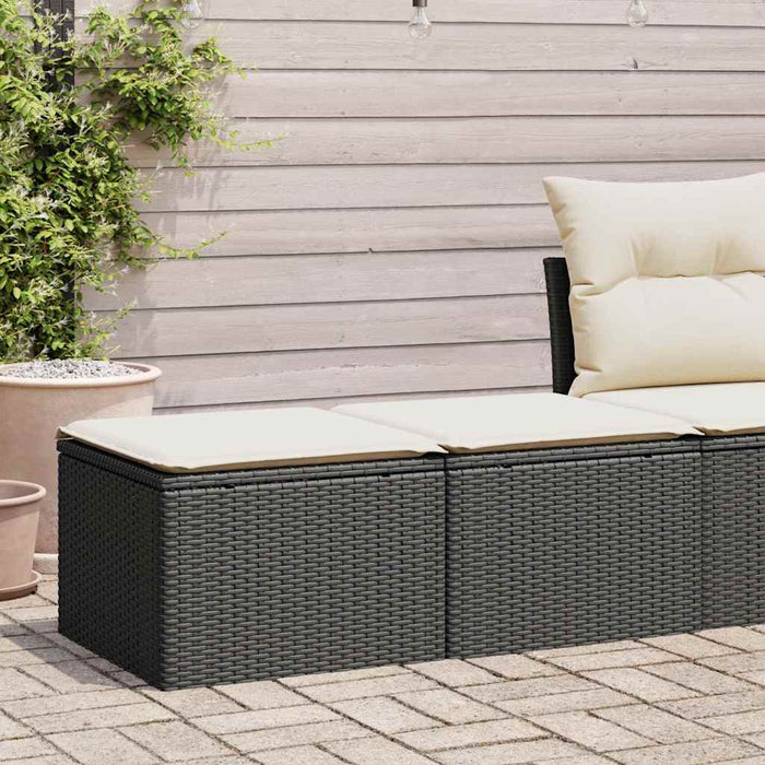 Set canapele grădină perne 2 piese negru, poliratan/lemn acacia - WALTI WALTI