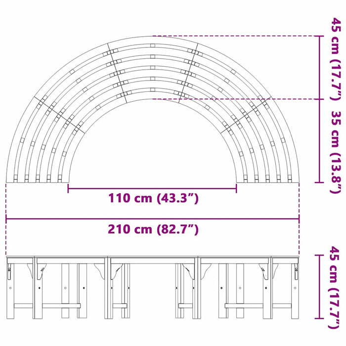 Bancă de exterior pentru copaci, semi-rotundă, 200 cm, din lemn masiv de eucalipt. - WALTI WALTI