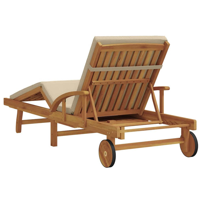 Șezlong Bej 200 x 67 x 84 cm Lemn Solid de Acacia WALTI