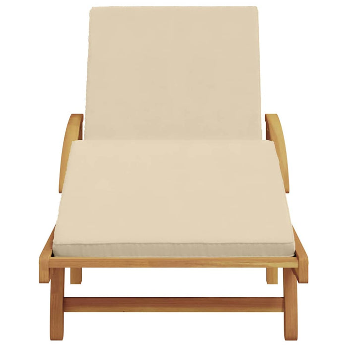 Șezlong Bej 200 x 67 x 84 cm Lemn Solid de Acacia WALTI