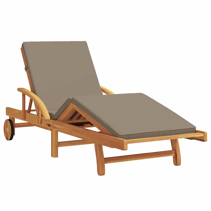Șezlong cu pernă Gri taupe 200 x 67 x 84cm Lemn masiv de acacia - WALTI WALTI